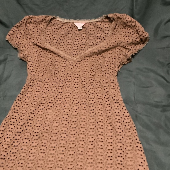 Vintage indie granola Eyelet Mini Dress - Picture 1 of 16